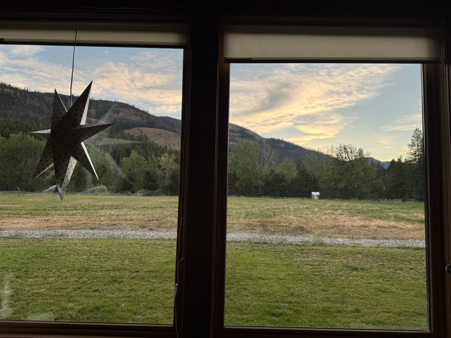 View from the window at dusk